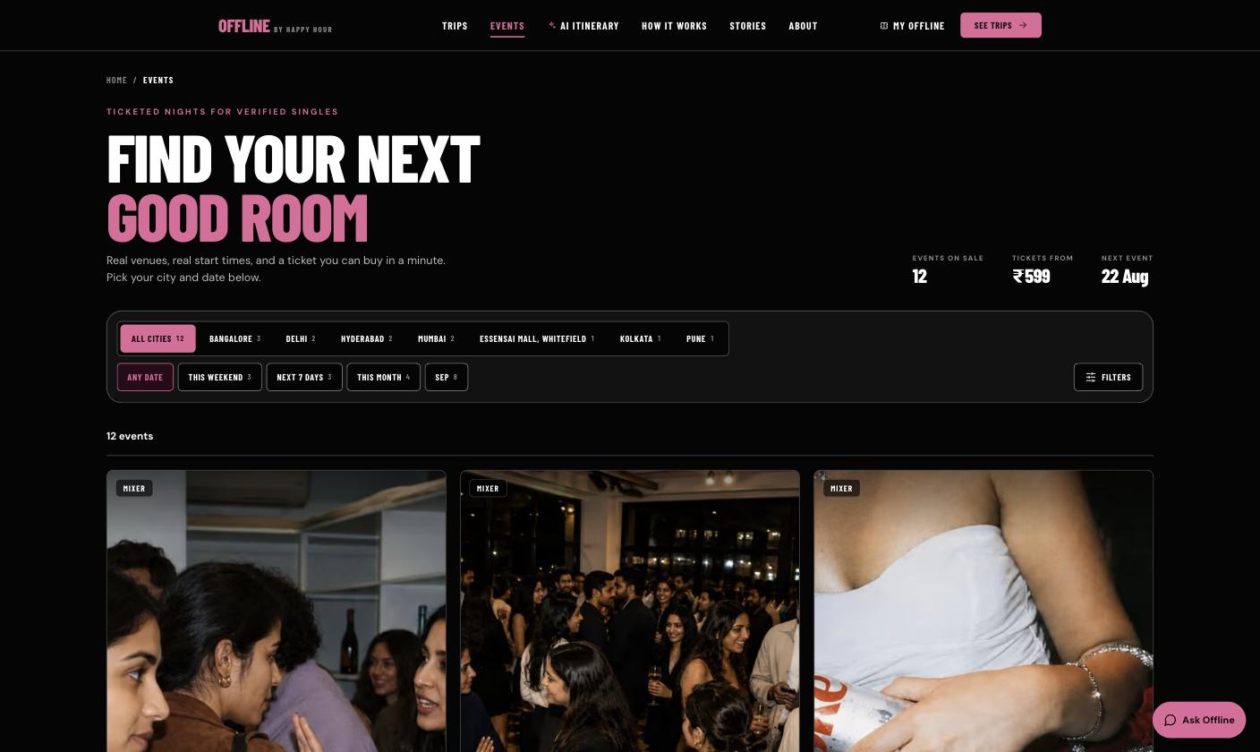 Offline by Happy Hour interface, screen 2